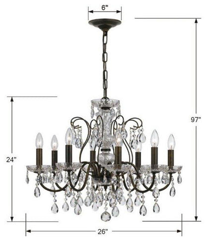 Butler 8-Light Chandelier in Minimalist Style, 25.5"Wx22"HBy Crystorama Lighting