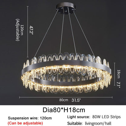 Irma | Modern Creative Round Hanging Crystal LED Chandelier for Living Room, Gold, Dia31.5xh7.1", Cool Light, Non-DimmableBy Miron Demid LLC