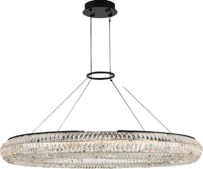 Tamburo Led Pendant, Matte Black W Polished Chrome, 48"By KALCO LIGHTING