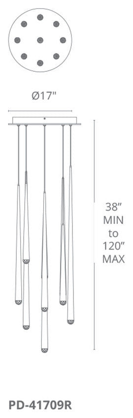 Modern Forms PD-41709R Cascade 9 Light 17"W LED Suspended Multi - Aged BrassBy Modern Forms