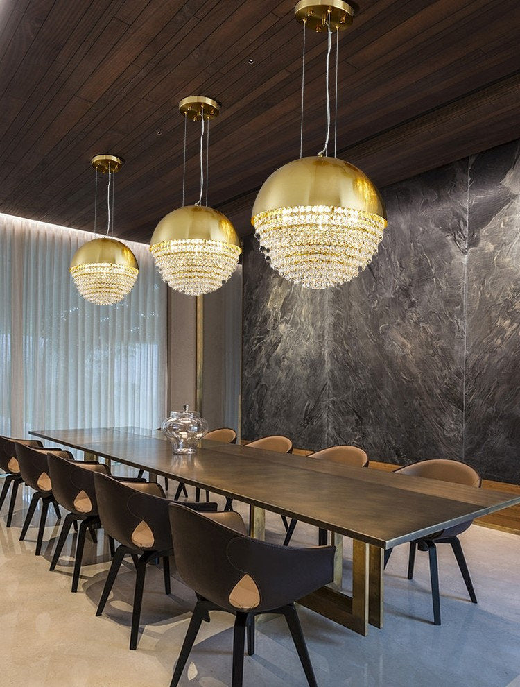 Sestri Levante | Stunning Gold Crystal Ball Chandelier, Dia21.7xh21.7''By Miron Demid LLC