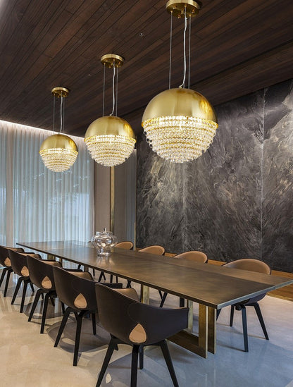Sestri Levante | Stunning Gold Crystal Ball Chandelier, Dia21.7xh21.7''By Miron Demid LLC