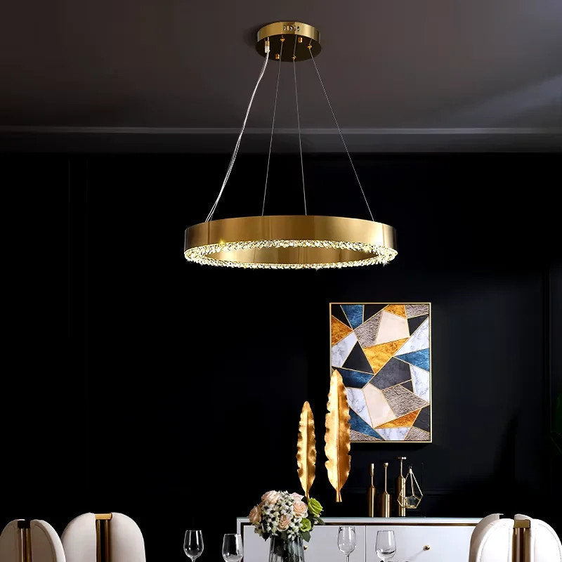 Morges | Gold Crystal Round Chandelier, 31.5*23.6"By Miron Demid LLC