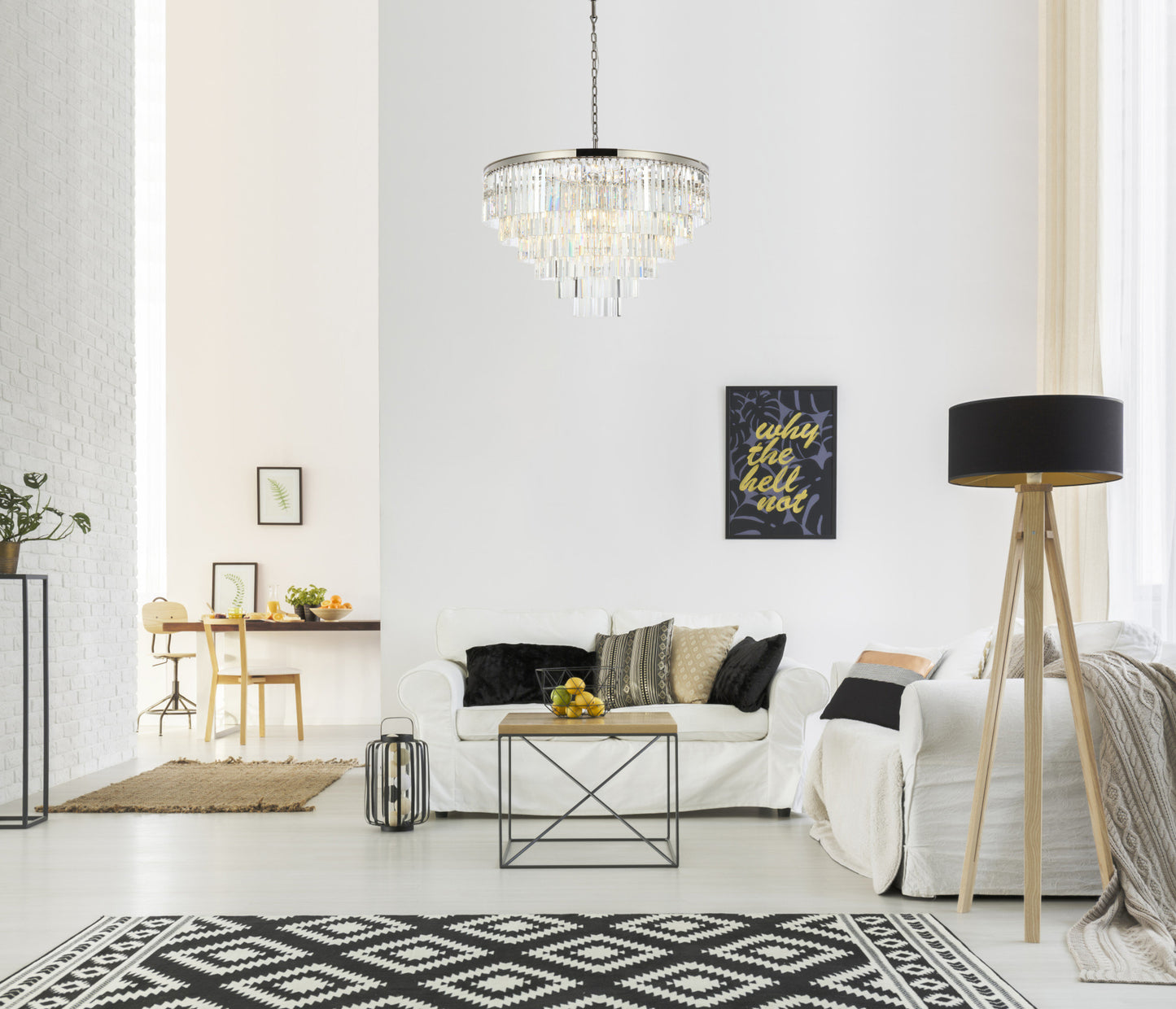 Elegant Lighting 1201D44/RC Sydney 33 Light 44"W Crystal - Polished NickelBy Elegant Furniture & Lighting