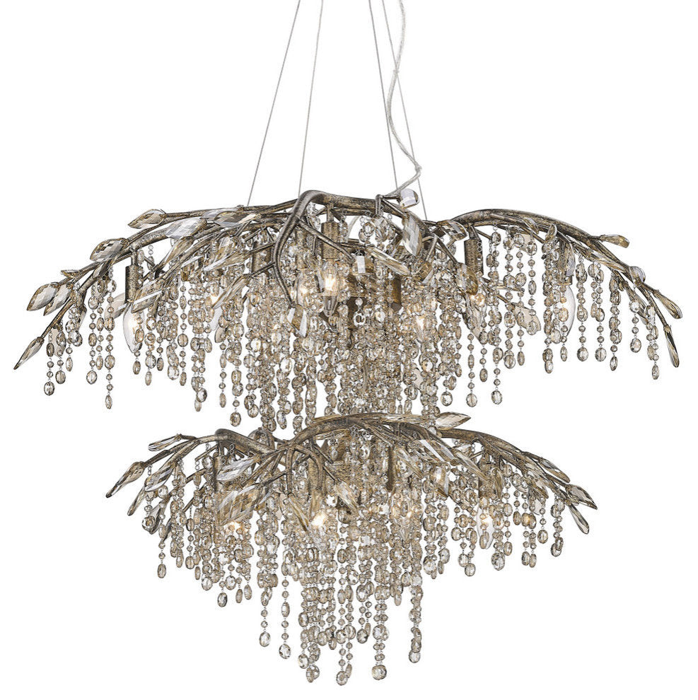 Autumn Twilight 18-Light, Two Tier Chandelier, Mystic Gold, Mystic GoldBy Golden Lighting