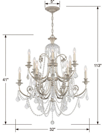 Regis 12 Light Swarovski Strass Crystal Silver ChandelierBy Crystorama Lighting