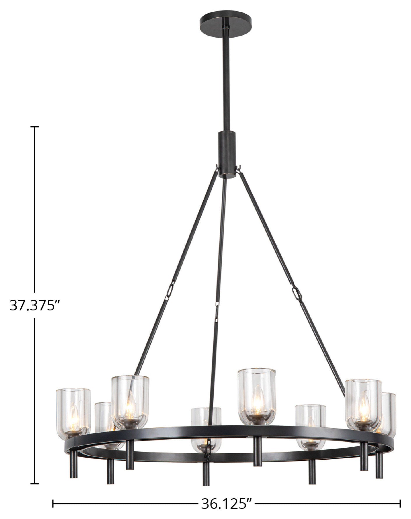 Lucian 36" Chandelier, 8 x 60W, E12, Urban Bronze/Clear CrystalBy Kuzco Lighting LLC