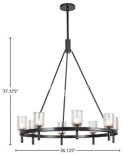 Lucian 36" Chandelier, 8 x 60W, E12, Urban Bronze/Clear CrystalBy Kuzco Lighting LLC