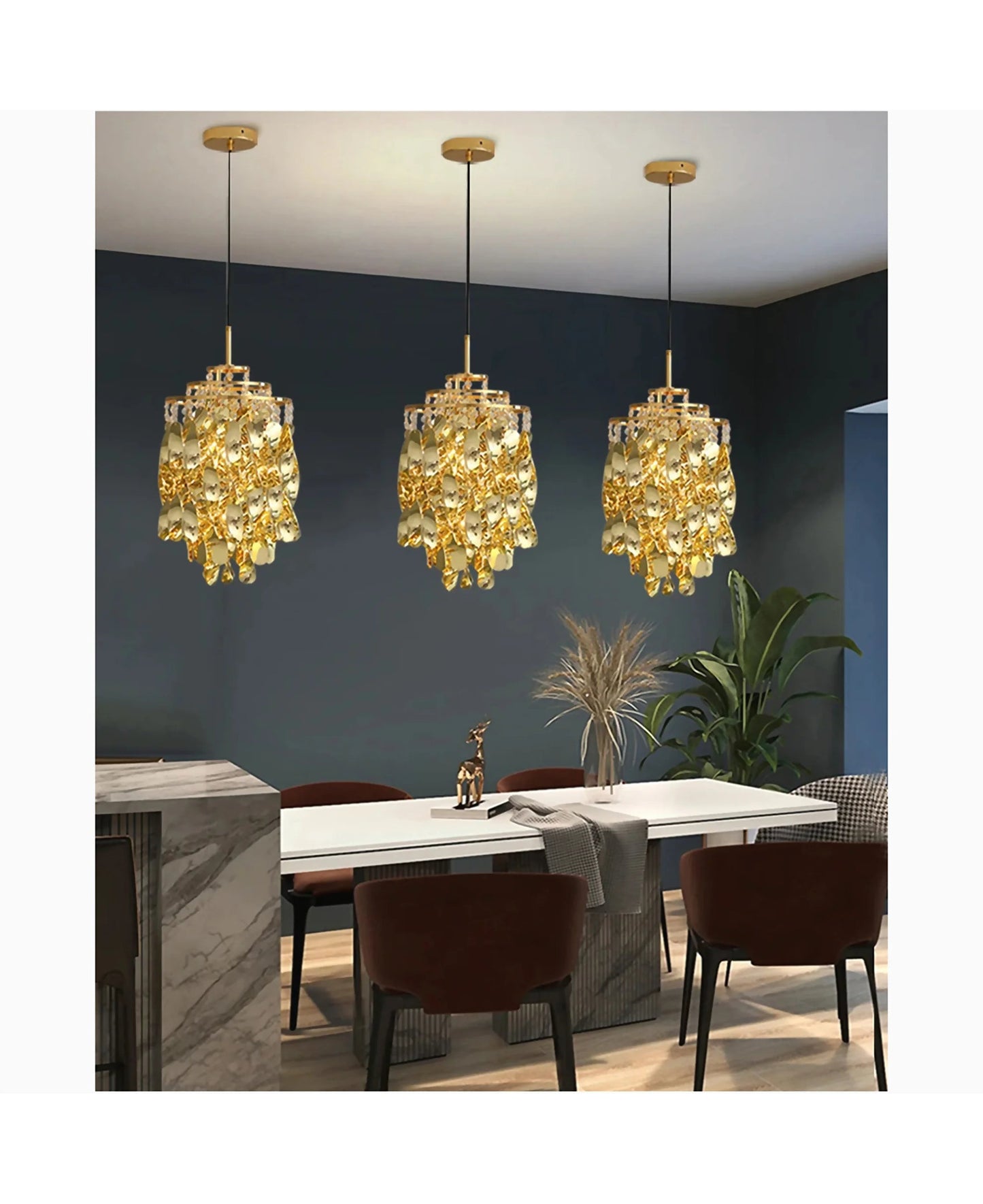 Albiano d'Ivrea Crystal Pendant Chandelier, Chrome, 3 Lights, Warm LightBy Miron Demid LLC