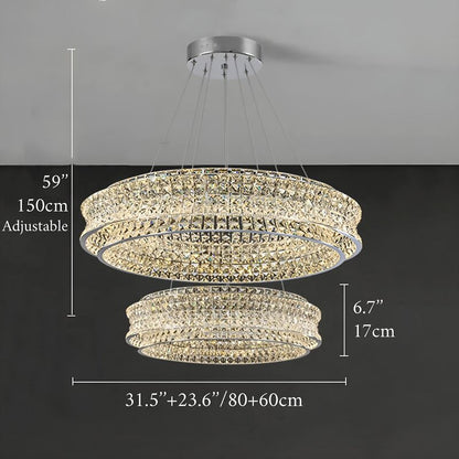 Albano Vercellese | Chic Chrome/Gold Creative Round Crystal Chandelier, Chrome, 1 Ring Large - Dia39.4xh6.7" / Dia100xh17.7cm, Cool LightBy Miron Demid LLC