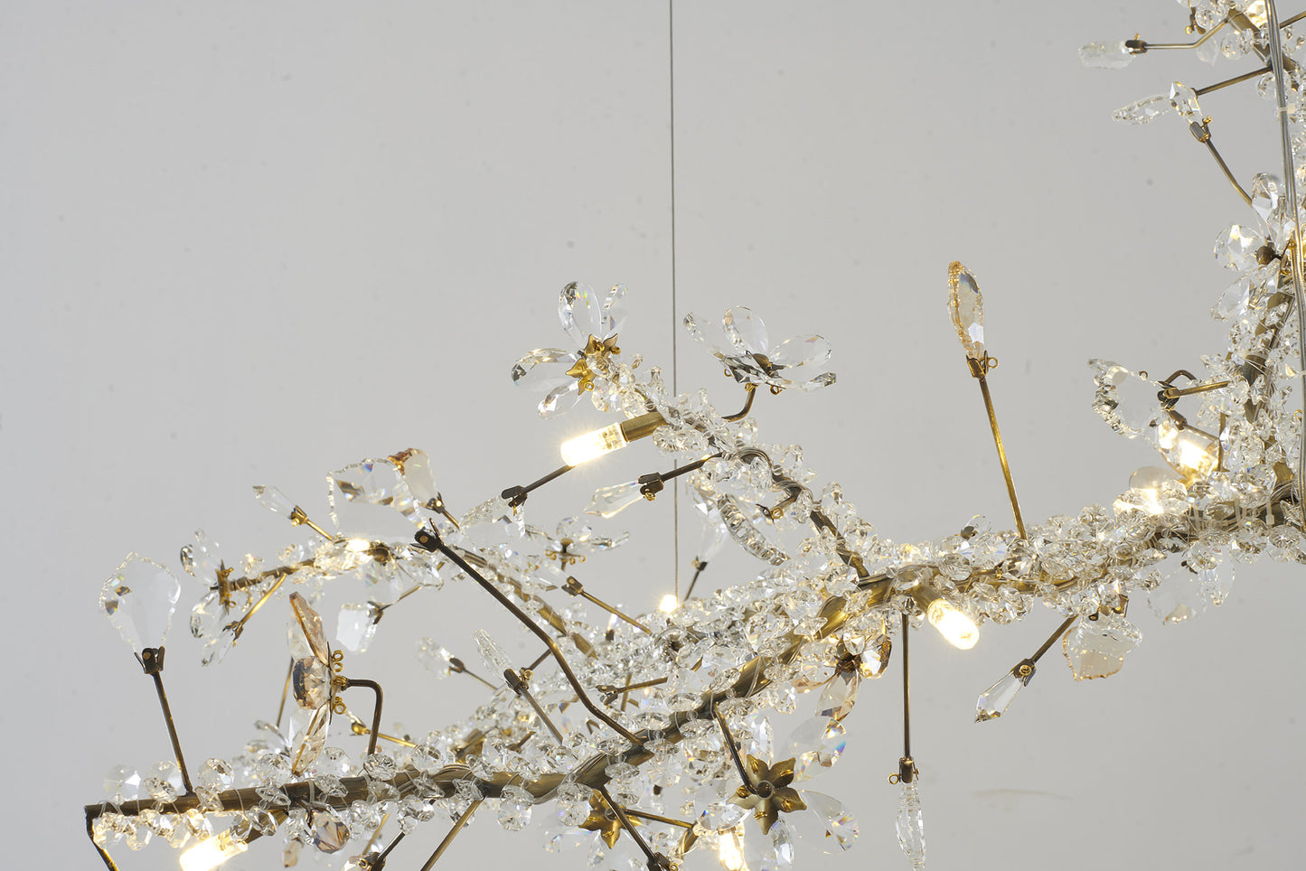 30-Light 70" Gold Stainless Steel Chandelier With Clear and Champagne CrystalsBy Design Living