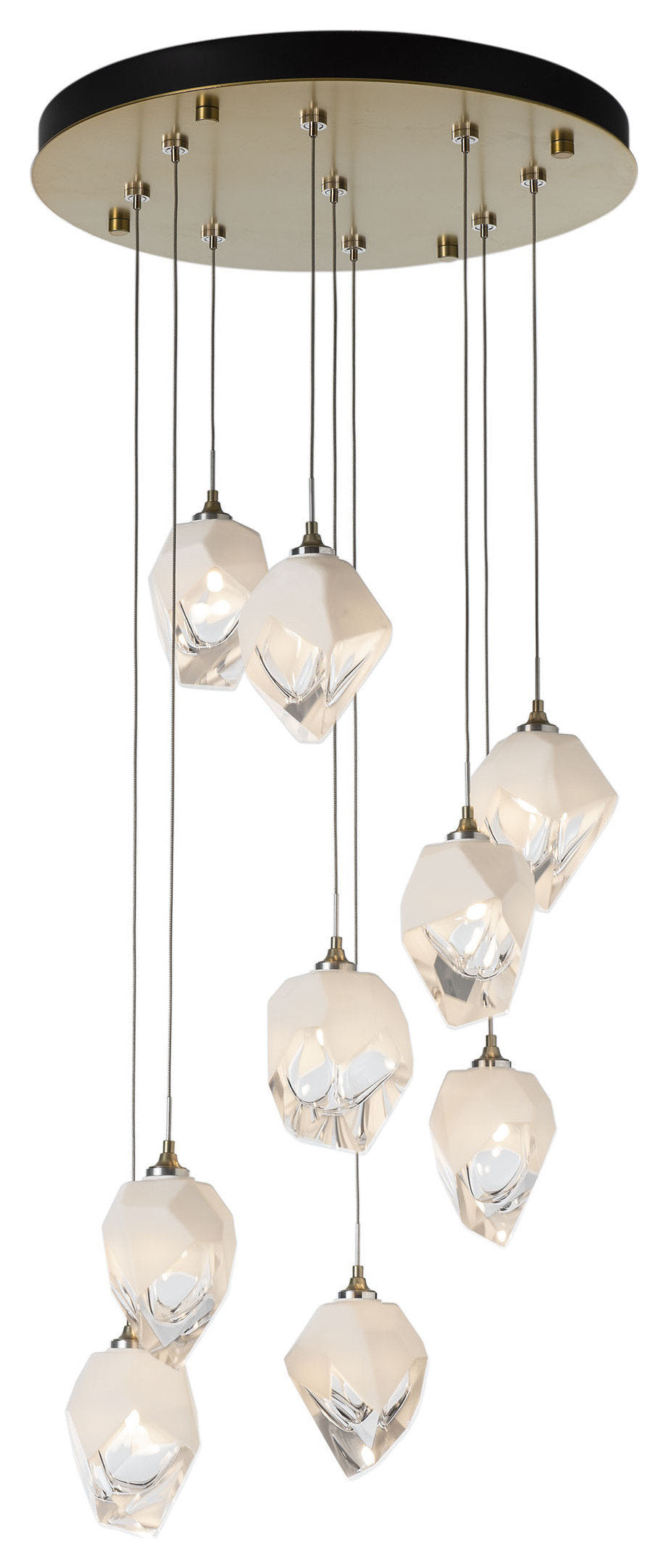Chrysalis 9-Light Small Crystal Pendant Modern Brass Finish- Long, White CrystalBy Hubbardton Forge