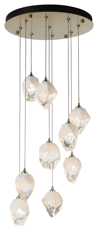 Chrysalis 9-Light Small Crystal Pendant Modern Brass Finish- Long, White CrystalBy Hubbardton Forge