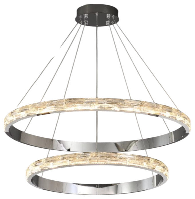 Stella | Postmodern Stainless Steel Pendant Light, Dia31.5+23.6", 2 RingsBy Miron Demid LLC