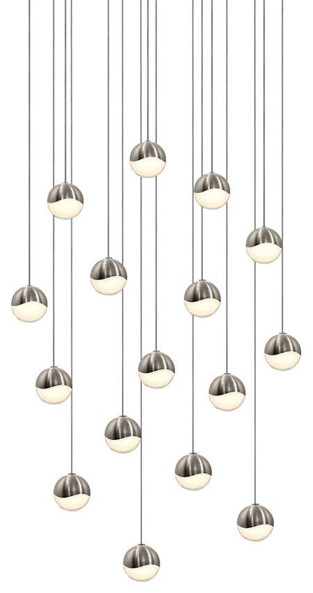 Sonneman Grapes 16 Light Square Small LED Pendant, Satin NickelBy SONNEMAN - A Way of Light