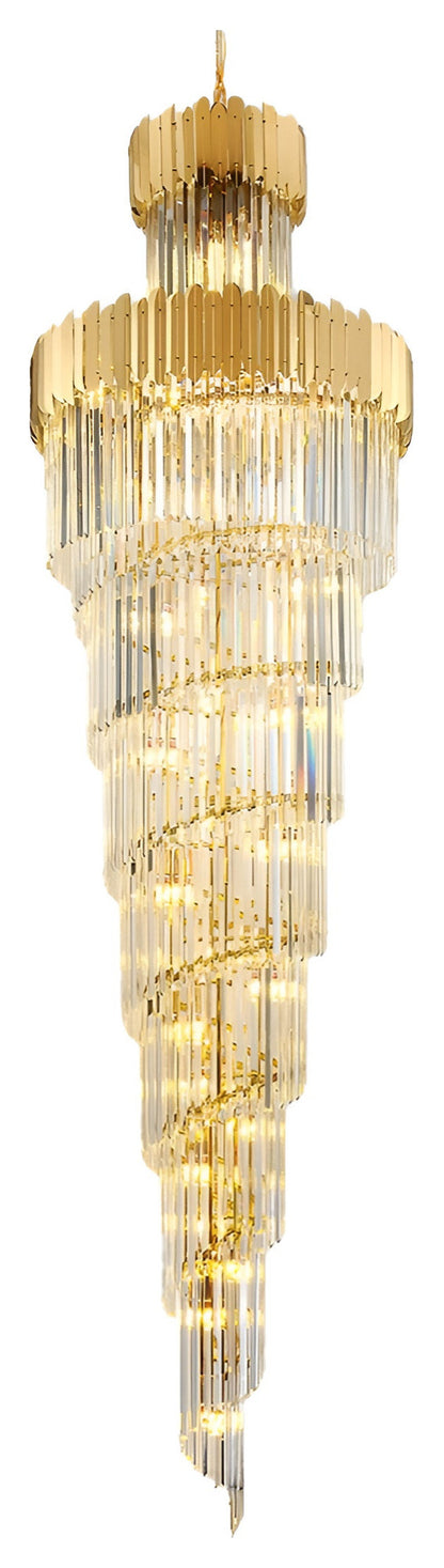 Trinite | Exclusive Long Gold Modern Crystal Chandelier, 39.4By Miron Demid LLC