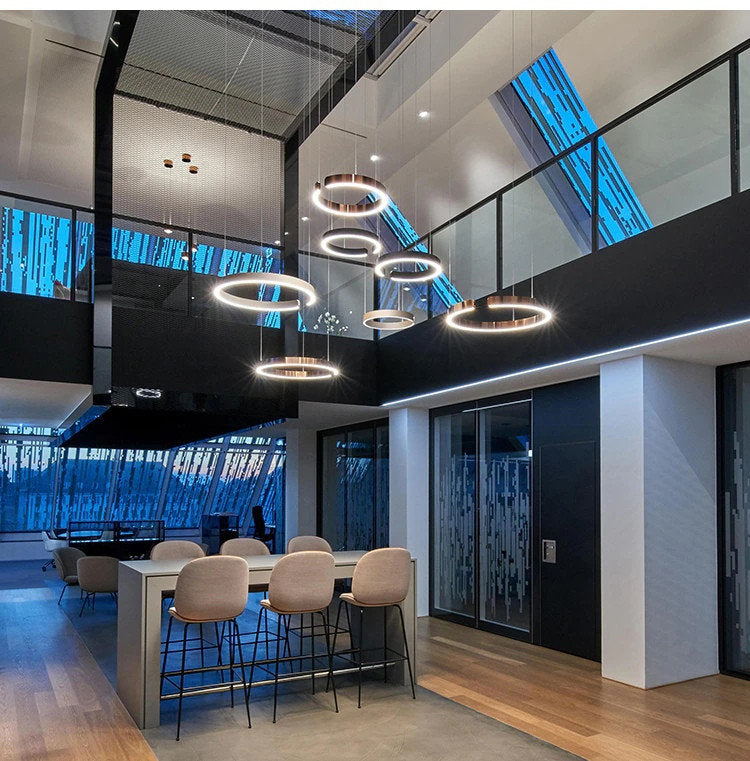 Brig-Glis | Gold Spiral LED Chandelier for Living Room, 3 Rings Large - Dia31.5x23.6x15.8" / Dia80x60x40cmBy Miron Demid LLC