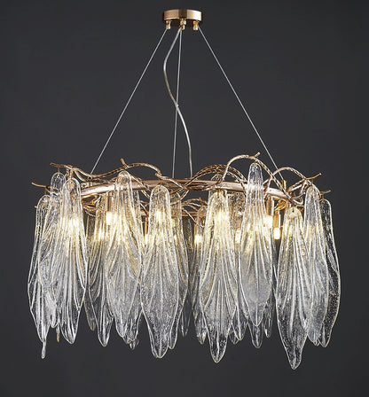 Alpette | Drum Gold Modern Crystal Glass Chandelier For Living room, Dia31.5"By Miron Demid LLC