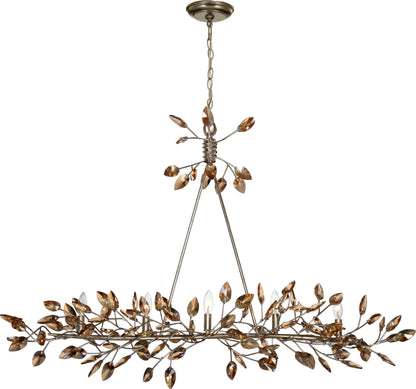 Misthaven Chandelier, Silver Leaf With Clear Crystal, MediumBy ZEEV LIGHTING