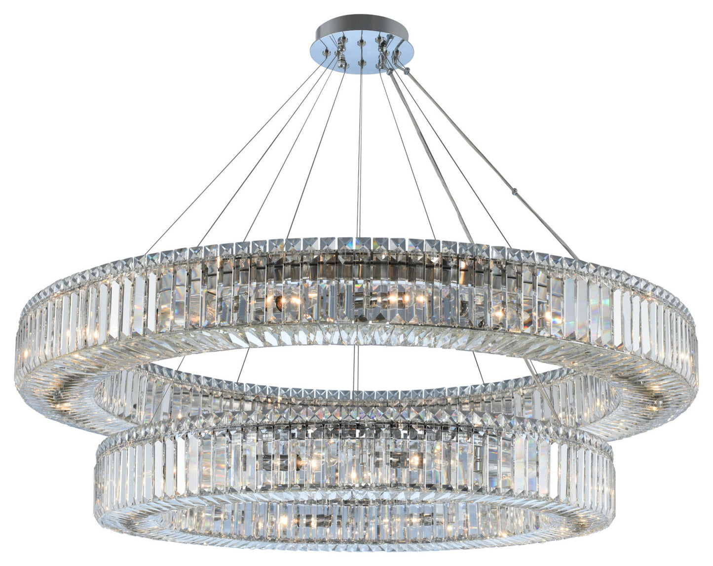Allegri 11773-FR001 Rondelle 2 Light 47"W Ring Chandelier - ChromeBy Allegri Crystal by Kalco Lighting