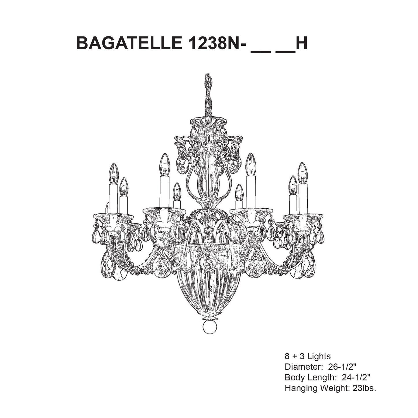 Bagatelle 26 1/2" Wide Heirloom Gold 11-Light Chandelier