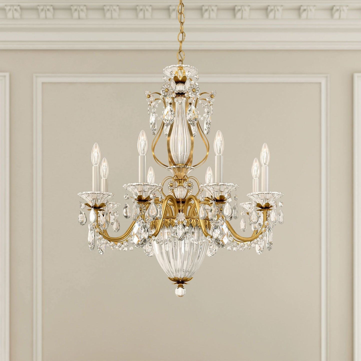 Bagatelle 29"H x 26.5"W 11-Light Crystal Chandelier in Heirloom G