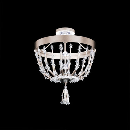 Bali 16" Wide Antique Silver Clear Crystal 1-Lt Semi-Flush Mt