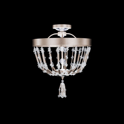Bali 16" Wide Antique Silver Clear Crystal 1-Lt Semi-Flush Mt