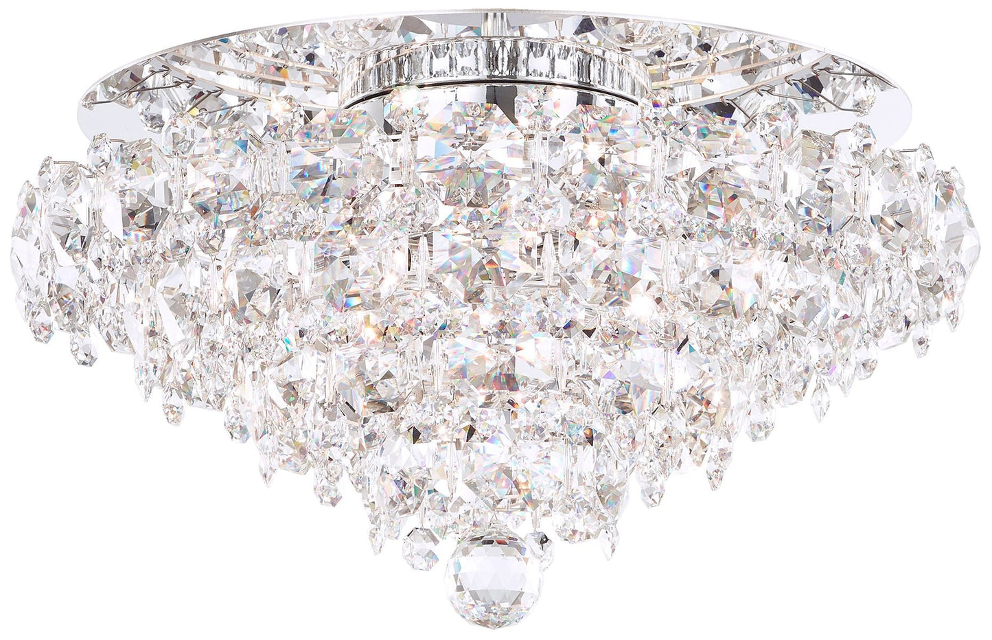 Baronet 11"H x 19"W 4-Light Crystal Flush Mount in Polished Stain
