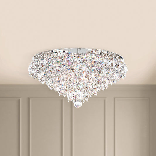 Baronet 12"H x 24"W 6-Light Crystal Flush Mount in Polished Stain