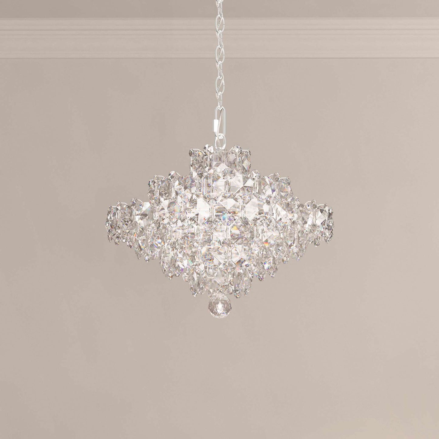 Baronet 15"H x 19"W 8-Light Crystal Pendant in Polished Stainless