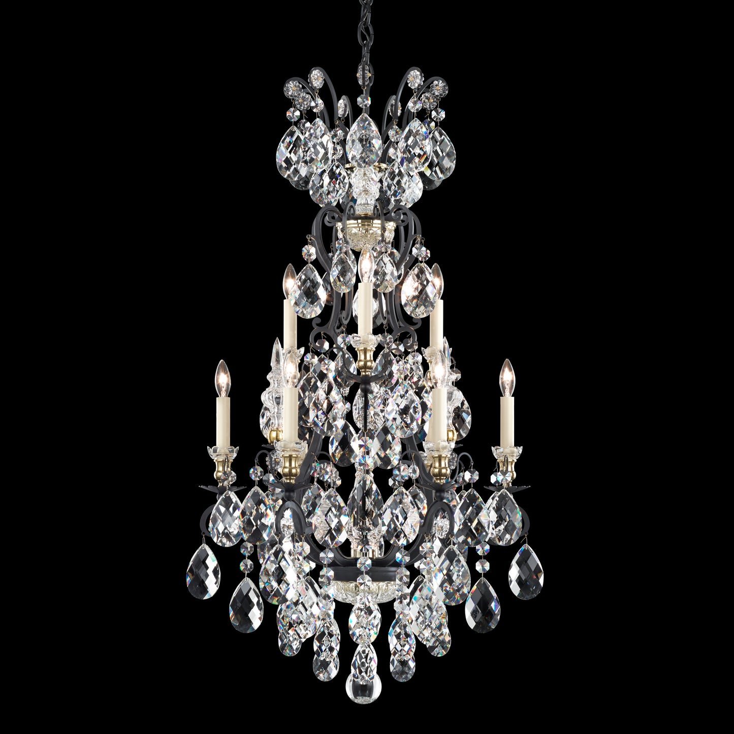 Schonbek 3780-51S 10 Light Crystal Chandelier, BlackBy Schonbek