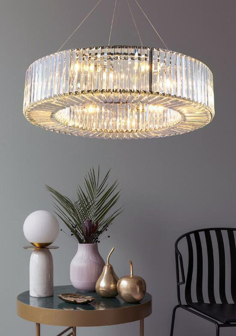 Crystal Drum Chandelier By Morsale, Diameter 32"By MORSALE