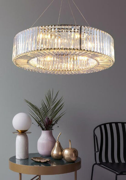 Crystal Drum Chandelier By Morsale, Diameter 32"By MORSALE