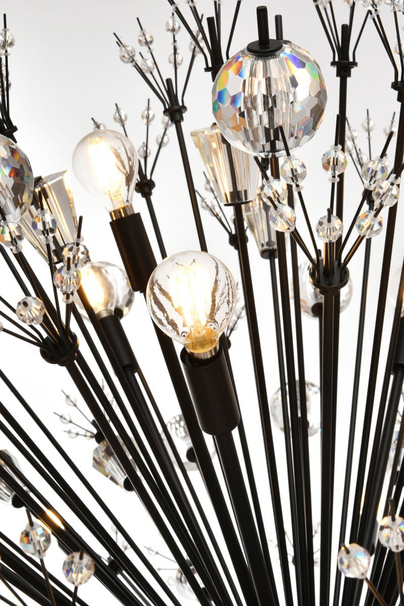 Elegant Lighting 2500D44BK Vera 44 inch crystal starburst round pendant in blackBy Elegant Furniture & Lighting