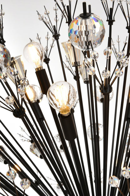 Elegant Lighting 2500D44BK Vera 44 inch crystal starburst round pendant in blackBy Elegant Furniture & Lighting