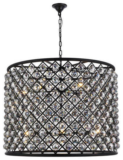Elegant Lighting 1206D35-SS/RC Madison 12 Light 36"W Crystal Drum - PolishedBy Elegant Furniture & Lighting
