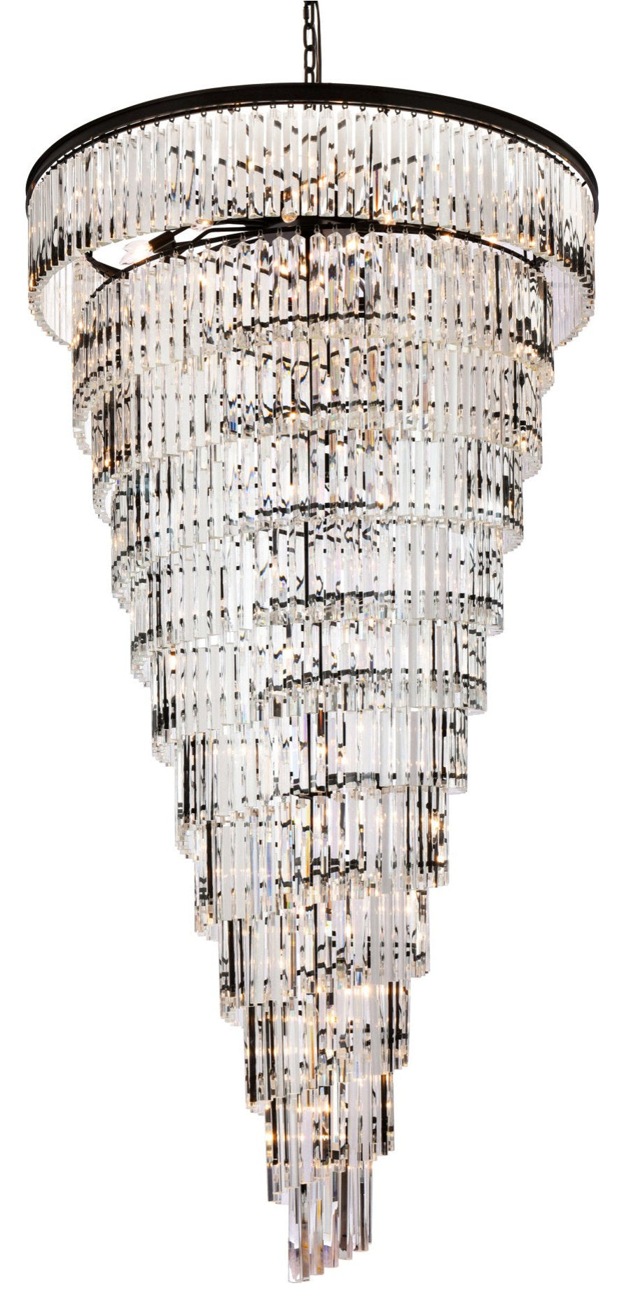 Elegant Lighting 1201SR48 Sydney 58 Light 48"W Crystal Waterfall - Matte BlackBy Elegant Furniture & Lighting