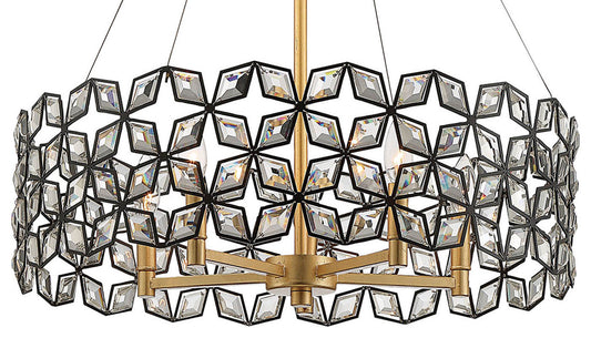 Metropolitan N7845 Brookcrest 5 Light 25"W Crystal Drum - Sand Coal / Gold LeafBy Minka Aire