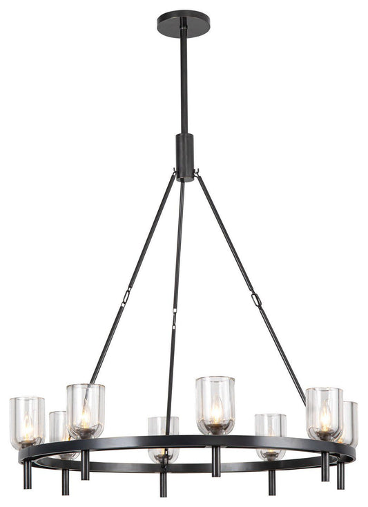 Lucian 36" Chandelier, 8 x 60W, E12, Urban Bronze/Clear CrystalBy Kuzco Lighting LLC