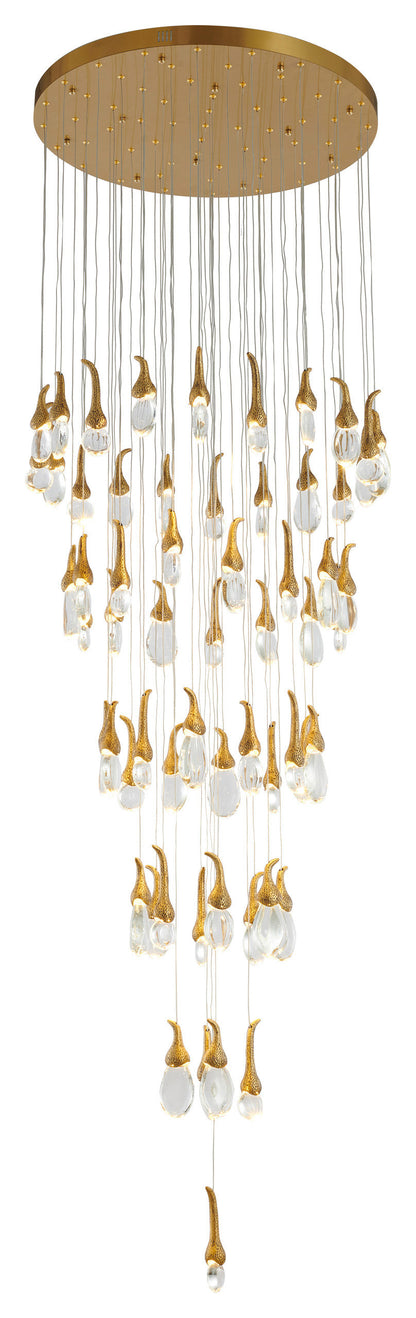 60-Light Antique Brass Metal Chandelier With Clear CrystalsBy Design Living