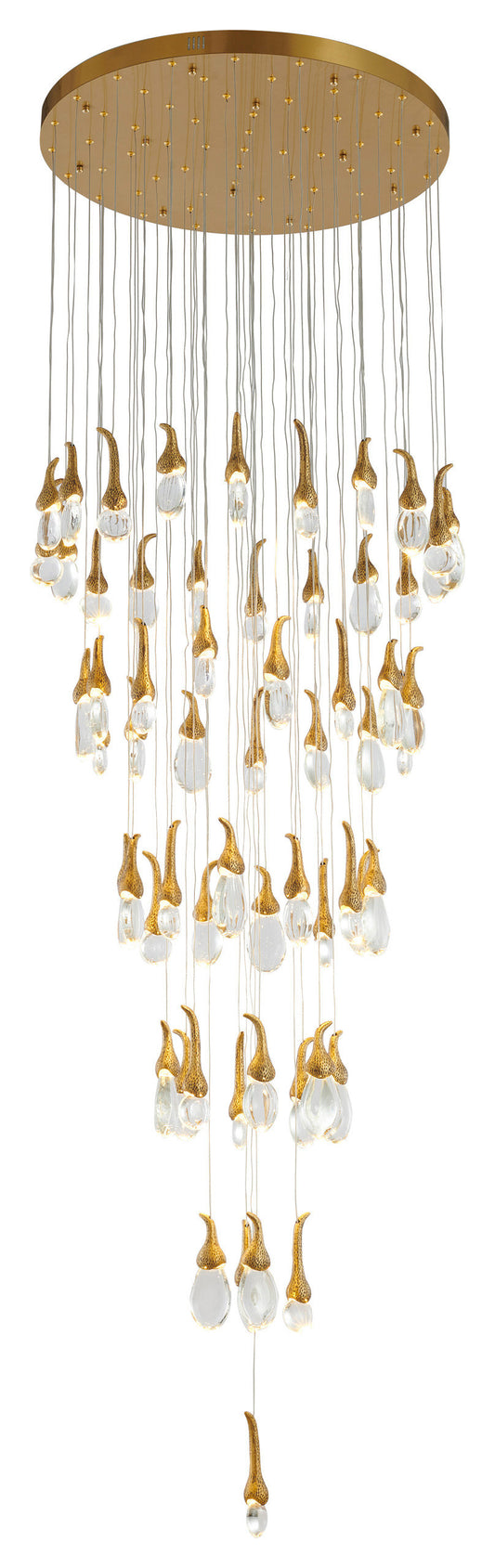 60-Light Antique Brass Metal Chandelier With Clear CrystalsBy Design Living