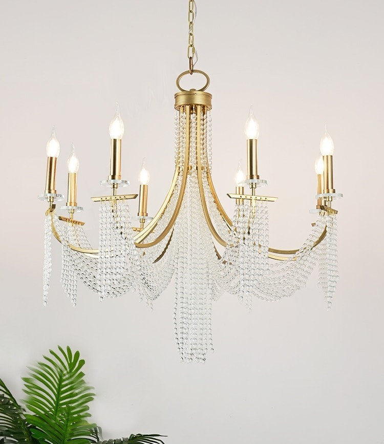 Creative Contemporary LED Crystal Chandelier With Beads, 8 LightsBy Miron Demid LLC