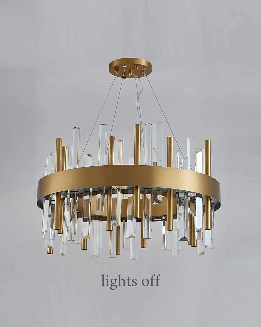 Royal Hanging Gold/Titanium/Copper Round Crystal Chandelier for Dining Room, Gold, 31.5'', Warm LightBy Miron Demid LLC