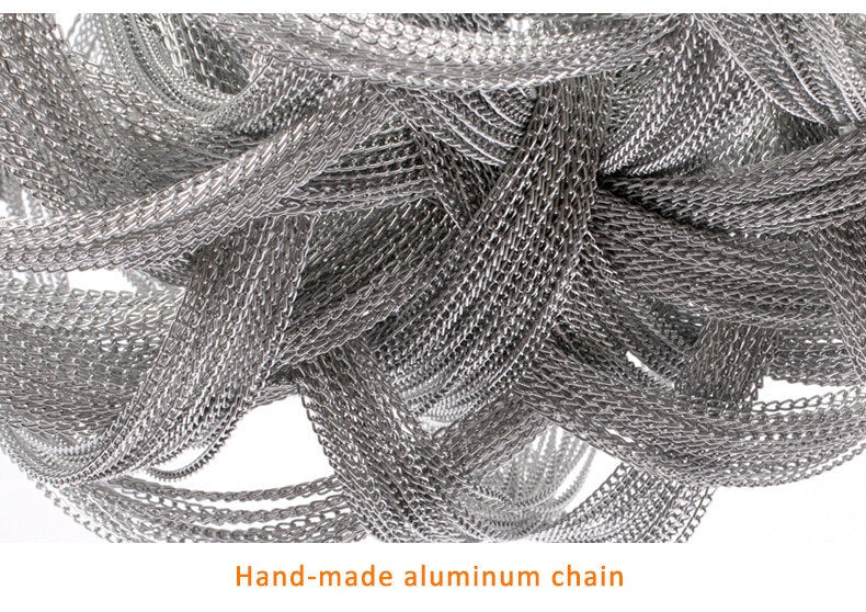 La Louviere | Silver Chain Chandelier for Living Room, 35,4"By Miron Demid LLC