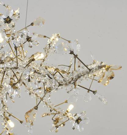 30-Light 70" Gold Stainless Steel Chandelier With Clear and Champagne CrystalsBy Design Living