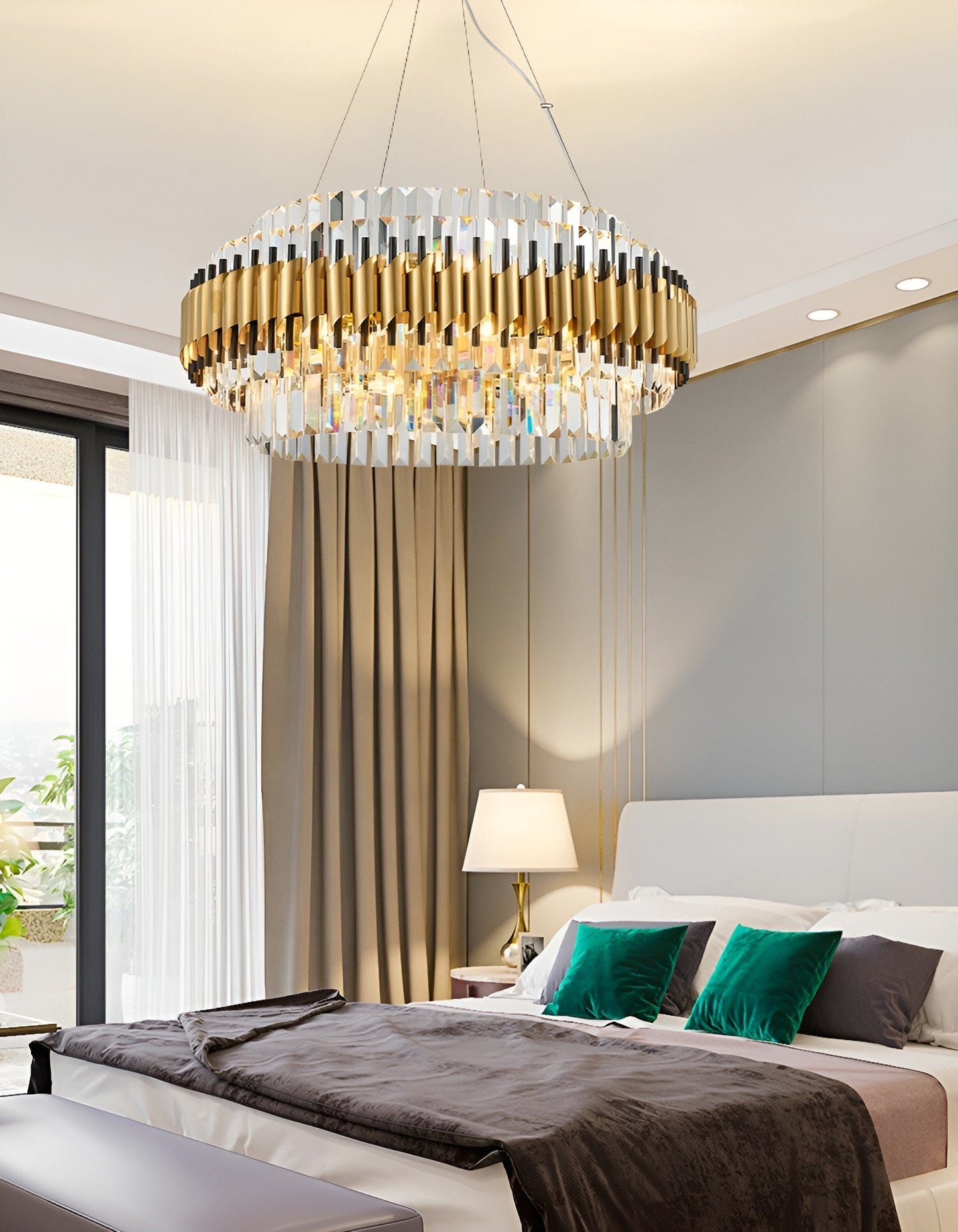 Innichen | Luxury Crystal LED Chandelier of Stainless Steel for Living Room, Dia31.4xh13.7", Warm LightBy Miron Demid LLC