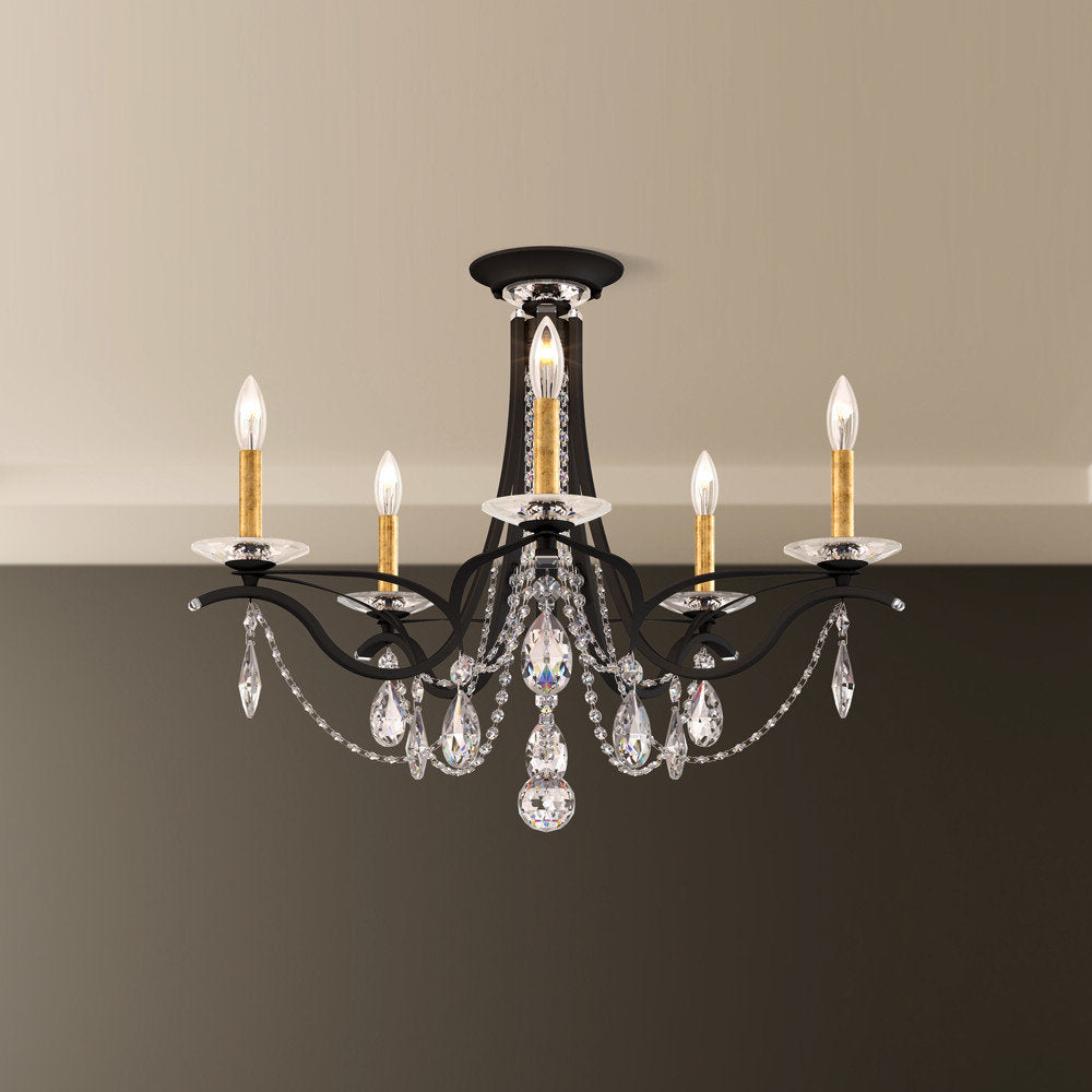 Schonbek Va8312N-51H 5 Light Crystal Semi-Flush, BlackBy Schonbek
