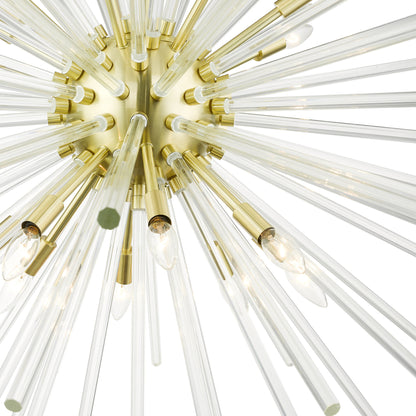 Satin Brass Sparkling, Mid Century Modern, Foyer Pendant ChandelierBy Livex Lighting Inc.