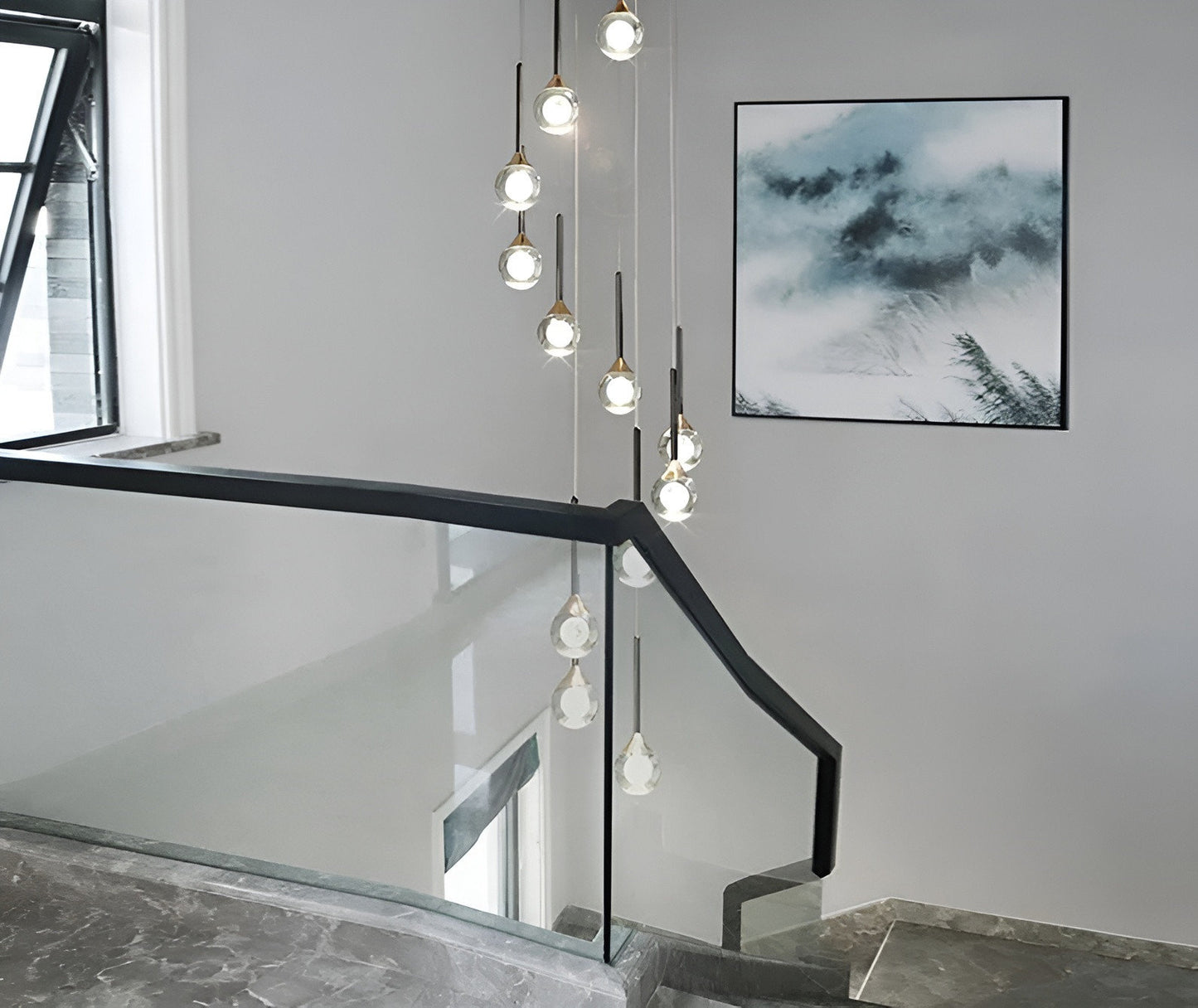 Peillon | Gold Crystal Raindrop Glass Ball Chandelier, 21 Heads, Cool LightBy Miron Demid LLC